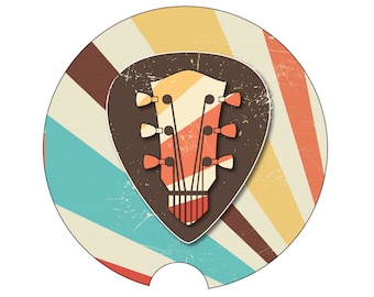 Auto Untersetzer, Retro-Gitarre, Geschenk für Gitarrist, Gitarre Auto Untersetzer, Musiker Geschenk, Gitarre Geschenk, Untersetzer, Auto Zubehör, Fahrzeug Zubehör