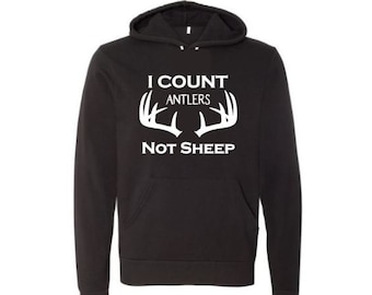 Moletom com capuz de caça, eu conto chifres, não ovelhas, caça de veados, presente para caçador, moletom unissex, caçador de meninas, caça e pesca, equipamento ao ar livre