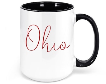 Taza de Ohio, Ohio, Taza de café OH, Decoración de Ohio, Regalo para ella, Taza OH, Diseño sublimado, Taza de 15 oz, Regalo para él, Taza de café de Ohio, Fútbol de Ohio