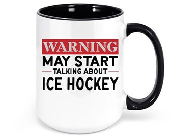 Taza de hockey, Pensando en hockey sobre hielo, Copa de café de hockey, Regalo de hockey, Regalo para él, Taza de hockey sobre hielo, Copa de hockey, Diseño sublimado, Hockey