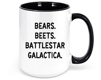 Bears Beats Battlestar Galactica, The Office Mug, Gift For The Office Fan, Funny Coffee Mugs, Sublimated Mug, Gift For Him, The Office Cup
