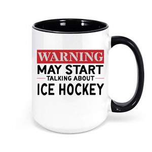 Hockey Mug, Thinking About Ice Hockey, Hockey Coffee Cup, Hockey Gift, Gift For Him, Ice Hockey Mug, Hockey Cup, Sublimated Design, Hockey