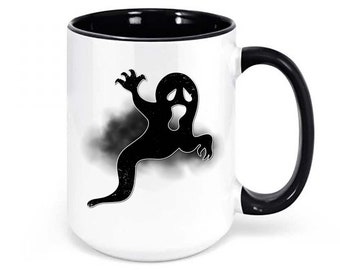 Halloween Mug, Ghost Mug, Smoke Ghost, Halloween Decor, Ghost Coffee Mug, Ghost Gift, Ghost Lover, Sublimated Design, Trick Or Treat Mug