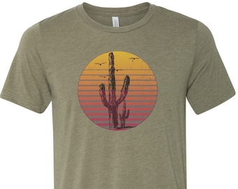 Cactus Shirt, Cactus Sunset, Cactus Gift, Unisex Fit, Sublimated Design, Desert Shirt, Gift For Her, Cacti Lover, Western Shirt, Sunset