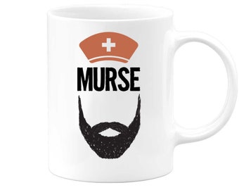 Male Nurse Mug, Nurse, Bearded Male Nurse, Bearded Nurse, Gift For Him, Male Nurse Gift, Funny Mugs, Medical Field. Nurse Mug, Male Nurses