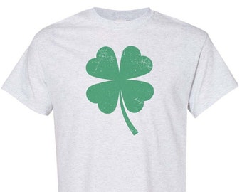St. Patricks Day Shirt, Shamrock Shirt, Four Leaf Clover, Unisex Fit, Distressed Clover, Clover Shirt, 4 Leaf Clover, Shamrock, St Patricks