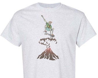 Skateboarding Shirt, Skate Over Volcano, Skateboard Tee, Gift For Skateboarder, Unisex Fit, Skating Shirt, Skateboard Apparel, Skateboard