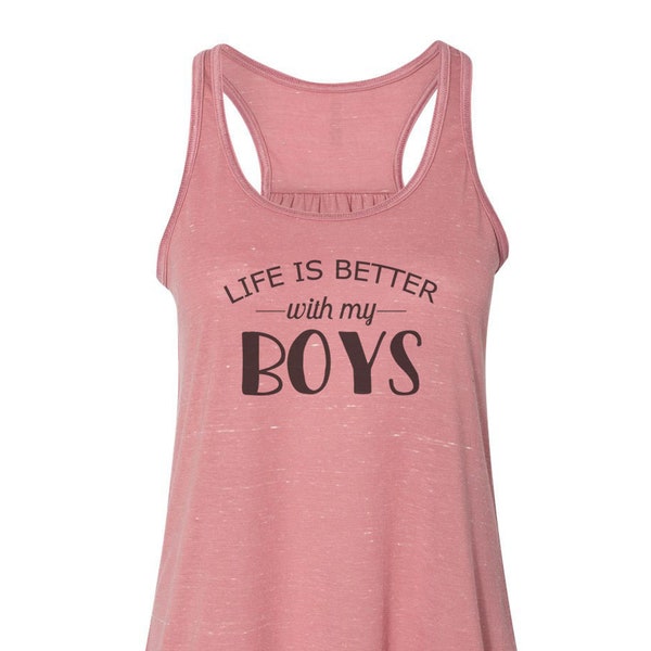 Racerback, Life Is Better With My Boys, Boy Mom, Bella Canvas, Sublimation, Mom Tank Top, Boy Mom Tank, Gift For Mom, Mom Shirt, Momma Tee