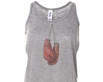 Boxing Tank Top, Boxing Gloves, Women&#39;s Boxing, Soft Bella Canvas, Sublimation, Boxing Racerback, Mom Gift, Fit Mom, Athletic Clothes, Retro
