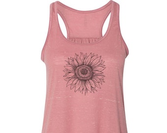 Sunflower Tank Top, Racerback, Sunflower Lover, Nature Tank, Racerback Tank Top, Sublimation, Workout Top, Soft Bella Tank, Gift For Her