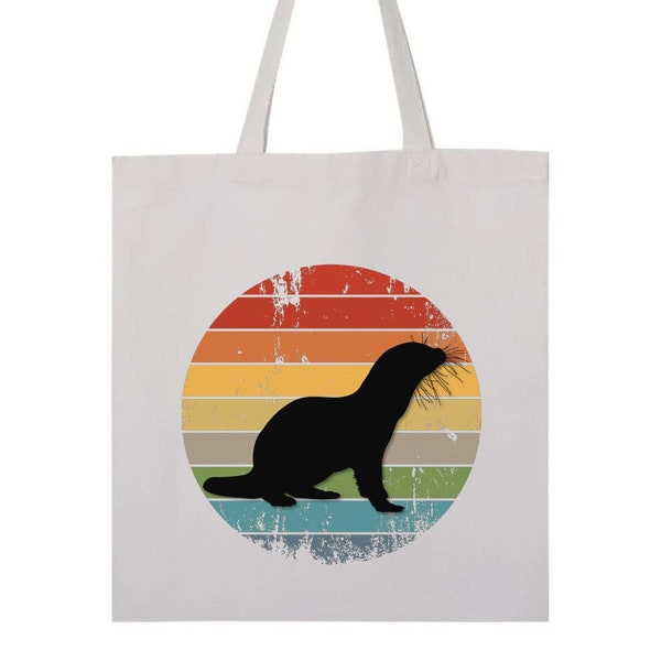 Bolsa de mano de nutria, Puesta de sol de nutria, Nutria de río, Bolsa de mano de cumpleaños, Regalo de nutria, Bolsa de tote de vida silvestre, Bolsa de mano de río, Diseño sublimado, 13 "x 10.25"