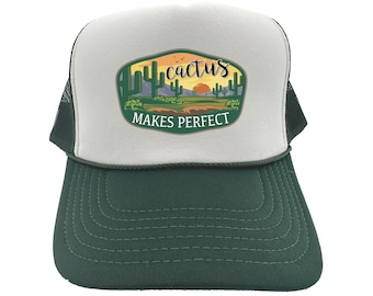 Sombrero de cactus, cactus hace perfecto, sombrero del desierto, regalo de cactus, sombreros de malla, amante de los cactus, ropa occidental, correa ajustable, 10 opciones de color