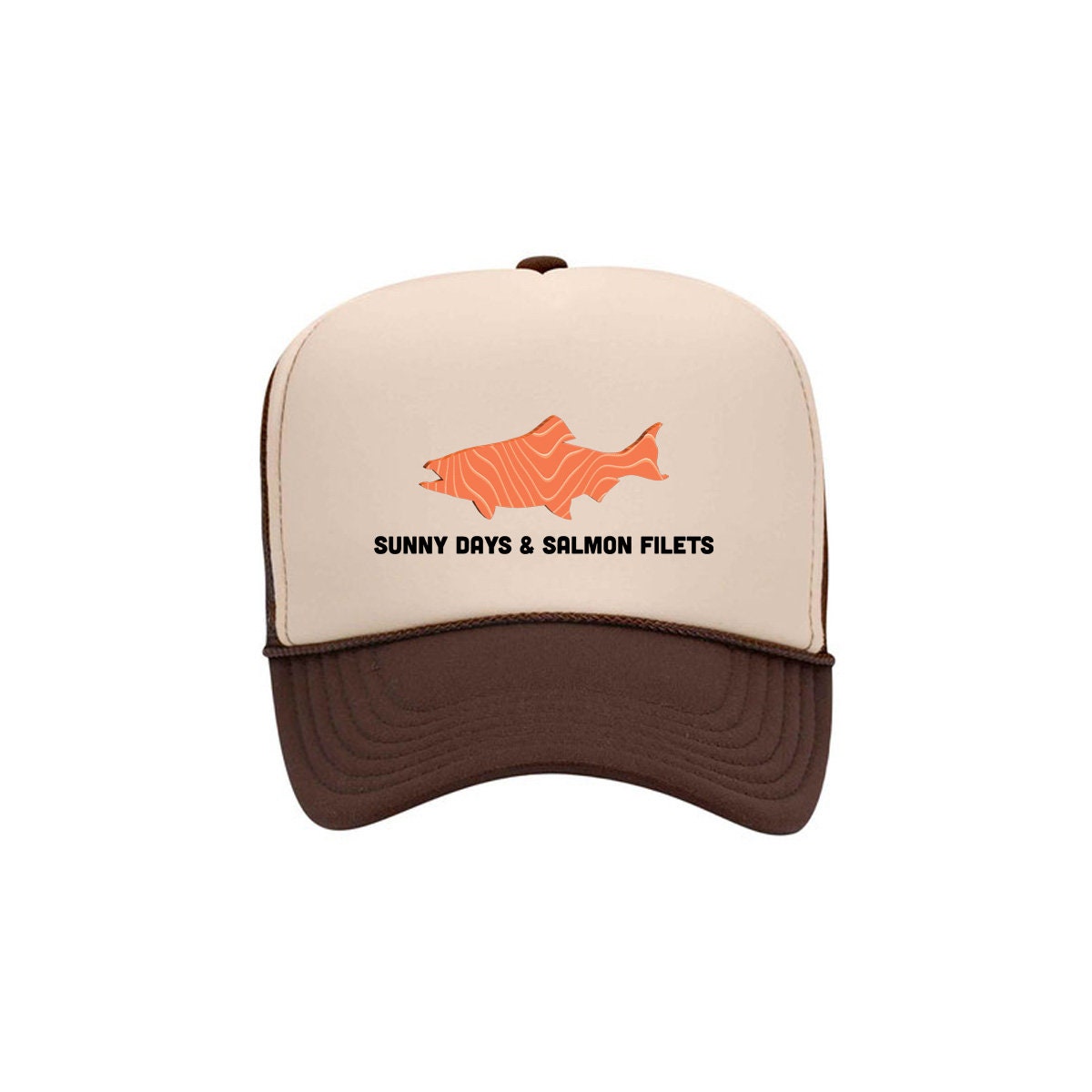 Salmon Fishing Hat, Sunny Days and Salmon Filets, Salmon Hat, Fishing Hat, Adjustable Snapback, Fly Fishing Cap, 10 Hat Options, Mesh Caps