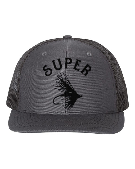 Fishing Hat, Super Fly, Fly Fishing Hat, Trout Fishing Hat, Adjustable Hat, Trucker Hats, Fishing Apparel, Father's Day Gift, Black Text