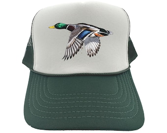 Gorra de caza de patos, pato silvestre volador, gorra de camionero de aves acuáticas, gorra de caza, gorra ajustable con cierre trasero, caza de aves acuáticas, regalo de caza, regalo de cazador de patos