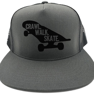 Skateboard Hat, Crawl Walk Skate, Skating Hat, Gift For Skateboarder, Skateboard Apparel, Snapback, Skater Hat