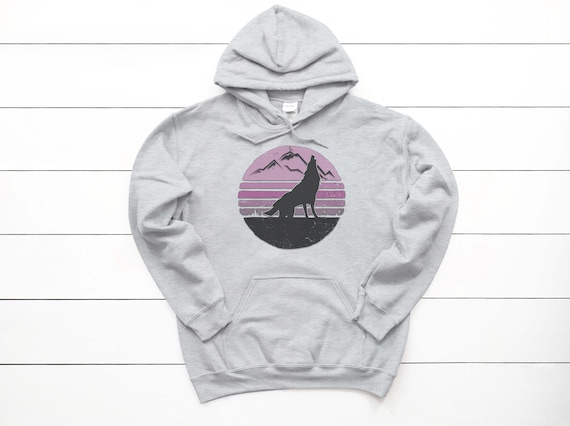 Wolf Hoodie, Moon Wolf, Howling Wolf, Kids & Adult Sizes, Sublimated Design, Wolf Gift, Wolf Shirt, Wildlife, Moon Hoodie, Warewolf Shirt