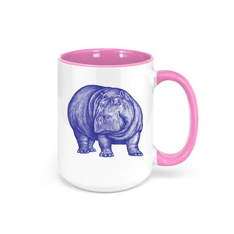 Hippo Coffee Cup, Hippo, Hippo Mug, Gift For Hippo Lover, Hippopotamus Cup, Hippopotamus Mug, Sublimated Design, Gift For Her, Hippo's Pink