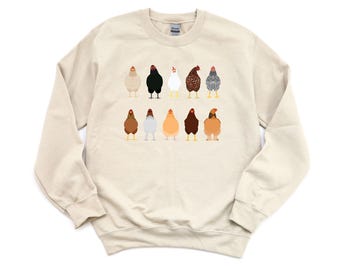 Chicken Sweatshirt, Chickens, Thanksgiving Sweatshirt, Trending Now, 20 Color Options, Chicken Shirt, Holiday Sweatshirt, Gifts For Mom