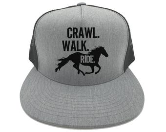 Equestrian Hat, Crawl Walk Ride, Horse Lover, Trucker Hat, Adjustable Cap, Horse Apparel, Horse Hat, Equestrian Apparel, Horses