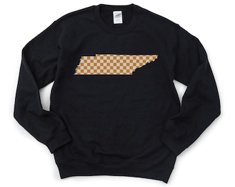 Tennessee Crew Neck, Tennessee a cuadros, camiseta de fútbol de Tennessee, 20 opciones de sudadera, sudadera TN, regalo de Tennessee