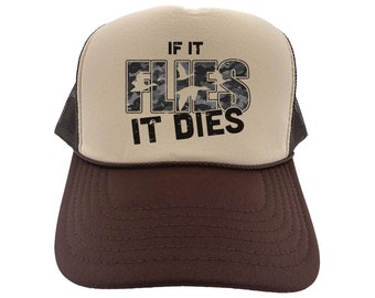 Sombrero de caza de patos, si vuela muere, sombrero de camionero de aves acuáticas, sombrero de cazador de patos, gorra de aves acuáticas, regalo de caza para él