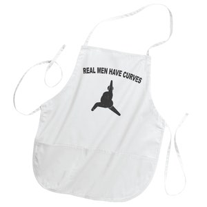 Funny Aprons, Real Men Have Curves, Apron With Pockets, Cooking Gift, Dad Apron, Trendy Aprons, Funny BBQ Apron, Aprons With Sayings