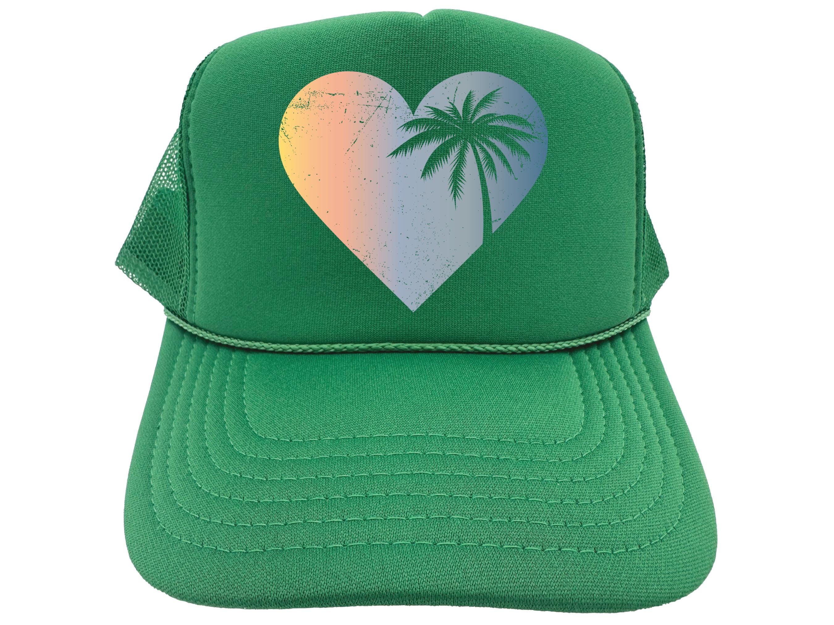 Palm Tree Hat, Palm Heart, Palm Tree Trucker Hat, Vacation