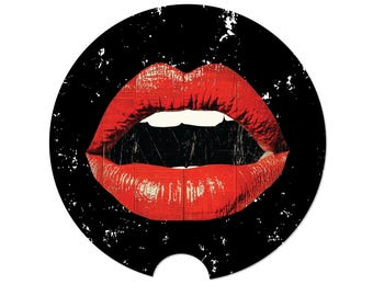 Car Coaster, Lips, Retro Car Coaster, Vintage Coaster, Trendy Gift, Car Accessories, Car Gift, Truck Coaster, Car Drink Coaster