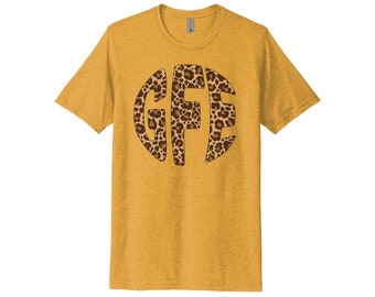 Leopard Monogram Shirt, Monogram Shirt, Leopard Monogram, Custom Shirts, Personalized Shirt, Gift For Her, Unisex Fit, Monogram Tee, Leopard