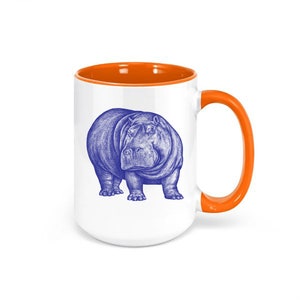 Hippo Coffee Cup, Hippo, Hippo Mug, Gift For Hippo Lover, Hippopotamus Cup, Hippopotamus Mug, Sublimated Design, Gift For Her, Hippo's Orange