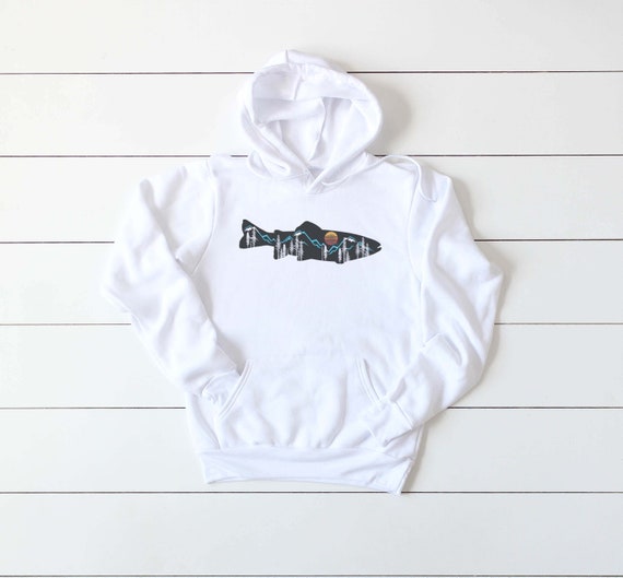 Fly Fishing Hoodie, Mountain Trout, Mountain Hoodie, Trout Fishing, Kids  And Adult Sizes, Fishing Hoodie, Fishing Apparel, Unisex Fit