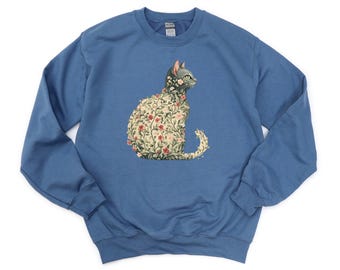 Floral Cat Sweatshirt, Cat Sweatshirt, Cat Lover Gift, Cat Mom Gift, Gift For Her, Cat Mom Hoodie, Cat Gift