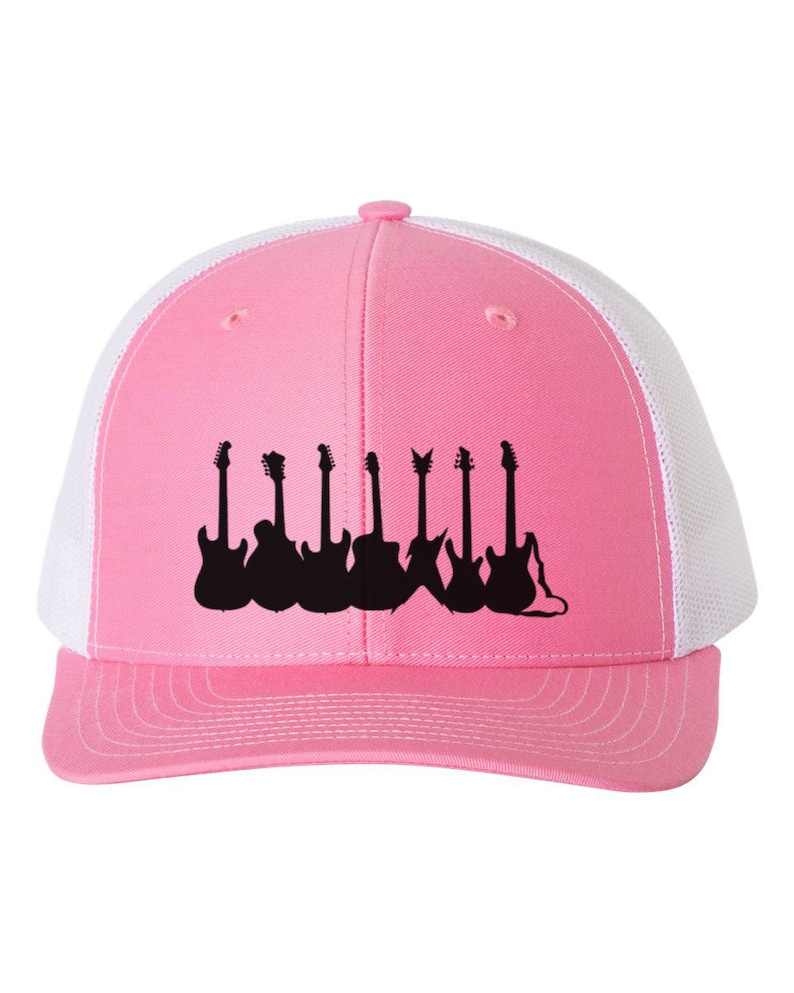 Music Lover Gift For Guitarist Musician Apparel Guitarist Hat Music Junkie Guitar Hat Black Text Snapback Trucker Hat Guitars
