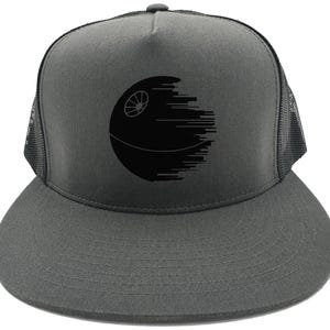 Star Wars Hat, Deathstar, Star Wars Snapback, Trucker Hat, Deathstar Cap, Gift For Him, Star Wars Lover, Nerd Hat, Adjustable, Black Text