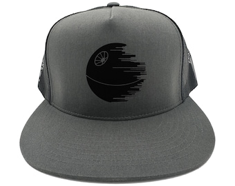 Star Wars Hat, Deathstar, Star Wars Snapback, Trucker Hat, Deathstar Cap, Gift For Him, Star Wars Lover, Nerd Hat, Adjustable, Black Text