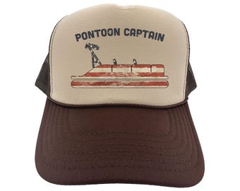 Pontoon Captain, Pontoon Hat, Boating Hat, Boat Owner, Boat Gift, Adjustable Snapback, Mesh Caps, Boating Apparel, Lake Hat, Pontoon Stuff