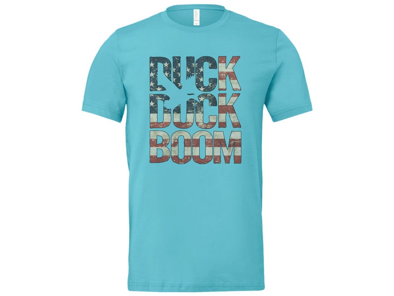 Camicia da caccia alle anatre, USA Duck Duck Boom, Camicia per uccelli acquatici, Camicia da caccia, Regalo per gli uomini, T-shirt patriottica, Caccia agli uccelli acquatici, T-shirt da cacciatore di anatre SEA GREEN