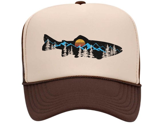 Fly Fishing Hat, Mountain Trout, Fishing Trucker Hat, Trout