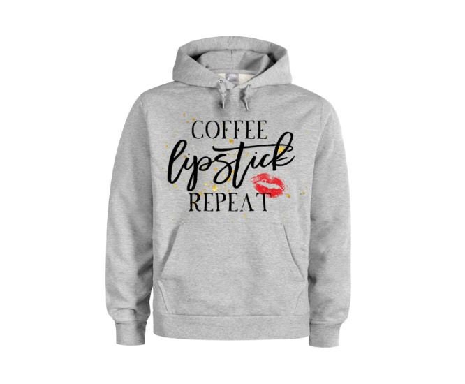 Women's Hoodie Coffee Lipstick Repeat Funny Hoodies Etsy