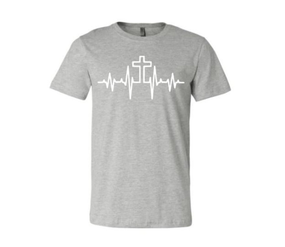 Religous Shrit Heartbeat Cross Christian Tshirt Gift for - Etsy