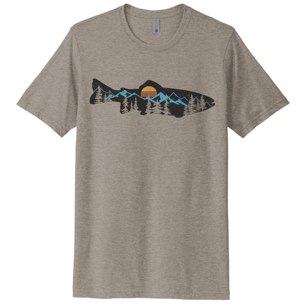 Mountain Shirt, Mountain Trout, Trout Fishing Shirt, Fly Fishing Tee, Unisex, Soft Bella Canvas, Fly Fish, Mountains, Hunting and Fishing