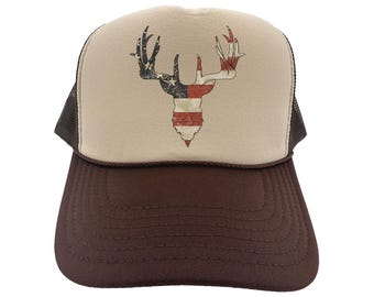 Hoed hertenjacht, Amerikaanse bok, patriottische herten, Otto-hoeden, jachtpet, jachtpet, verstelbare snapback, outdoorhoed, jacht