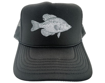 Crappie Hat, Fishing Hat, Crappie, Fishing Gift, Fisherman Hat, Adjustable Snapback, Mesh Caps, Otto Hats, Panfish, Fish Fry, 10 Hat Colors!