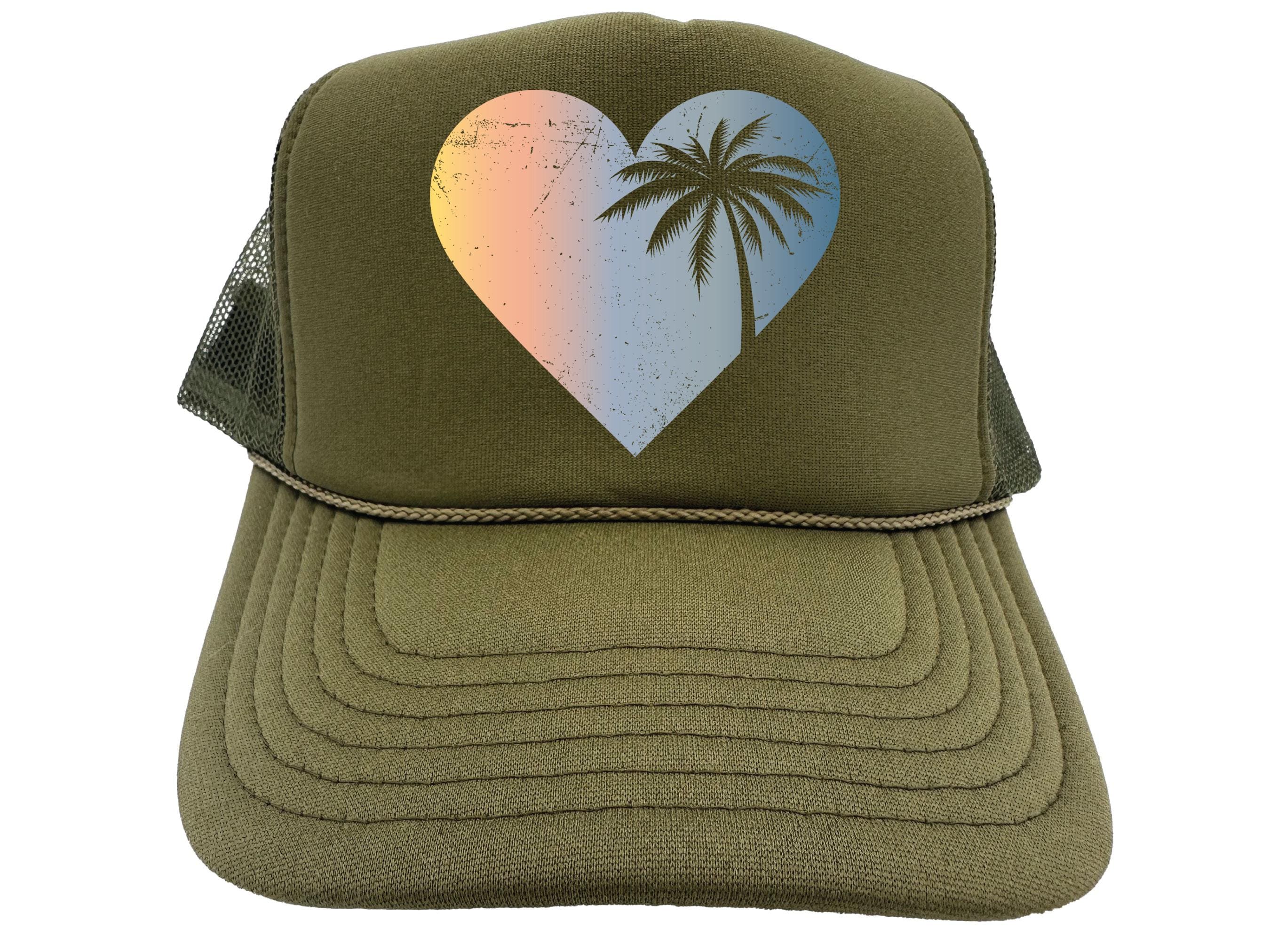 Palm Tree Hat, Palm Heart, Palm Tree Trucker Hat, Vacation