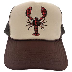 Lobster Hat, Buffalo Plaid Lobster, Seafood Hat, Lobster Fishing Hat, Adjustable Snapback, 10 Color Options
