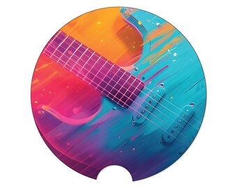 Car Coaster, Electric Guitar, Guitar Gift, Gift For Musician, Music Car Decor, Guitarist Gift, Car Accessories, Truck Stuff, Car Gift