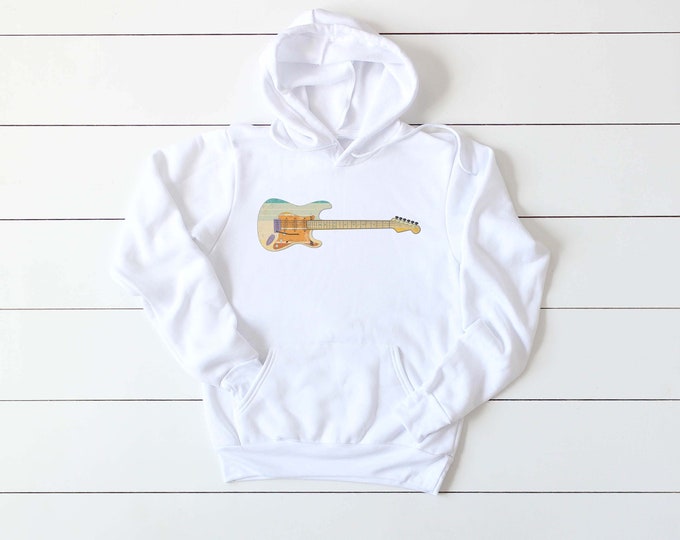 Guitarist Hoodie, Guitar Hoodie, Retro Guitar, Kid & Adult Sizes, Musician Hoodie, Guitar Gift, Gift For Guitarist, Guitar Shirt, Sublimated