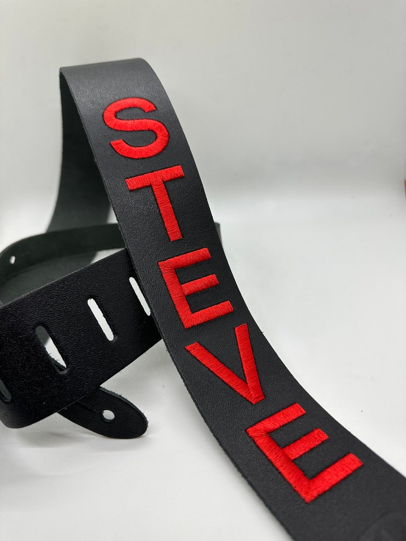 Custom Leather Guitar Strap Embroidered Guitar Strap Etsy
