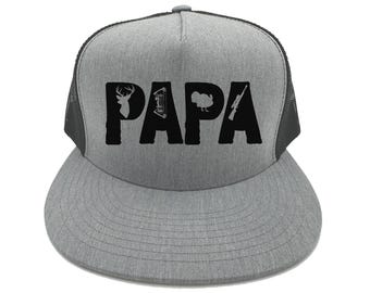 Papa Hat, Papa, Gift For Papa, Trucker Cap, Adjustable, Hunting Hat, Deer Hunting, Turkey Hunting, Gift For Grandpa, Grandpa Hat, Black Text